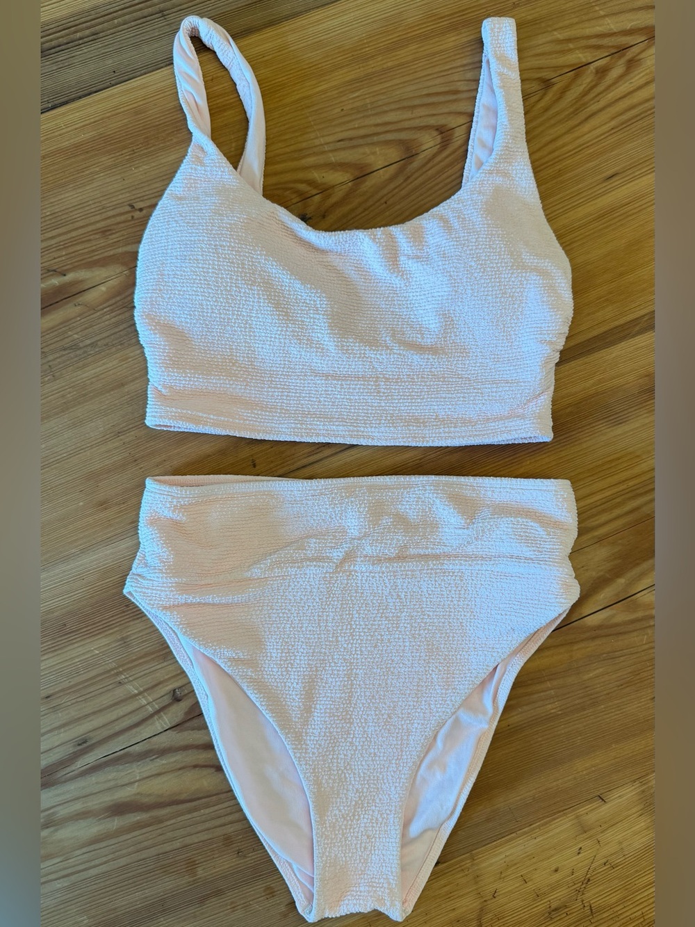 Gianni Bini Soft Pink Crinkle Textured Bikini Set